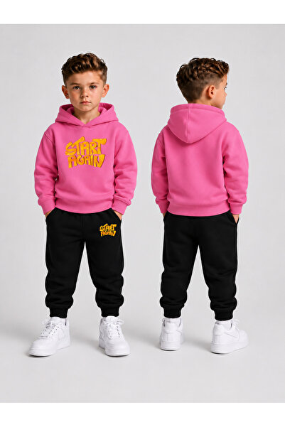 LORVEX Tracksuit Set Hooded Sweatshirt Bottom Top Set Boys 3 Threaded Threade...