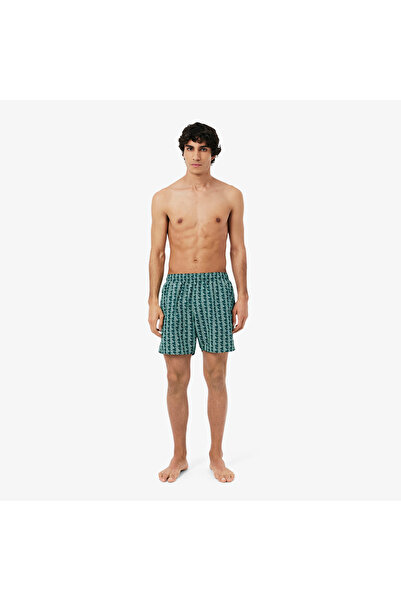 Lacoste Monogram Erkek Yeşil Deniz Şortu