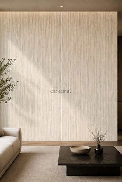 Dekonil Traverten Desenli Bambu Duvar Paneli 122*244 cm - 2 Adet 5,96m² (Bej)