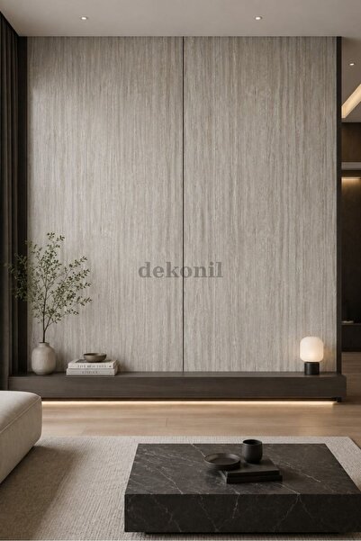 Dekonil Traverten Desenli Bambu Duvar Paneli 122*244 cm - 2 Adet 5,96m² (Krem)