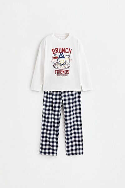 LEFTIES Baskılı uzun pijama takımı