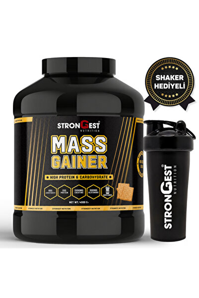 STRONGEST Mass Gainer Bisküvi Aromalı 4000gr 50 Servis Yüksek Protein Değerli...