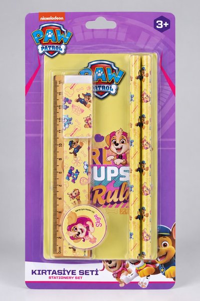 PAW PATROL مجموعة أدوات مكتبية من 6 قطع من مجموعة Pink Paws المرخصة من x Dekomus، تتضمن دفتر ملاحظات، قلم رصاص، مسطرة، ممحاة، مبراة أقلام.