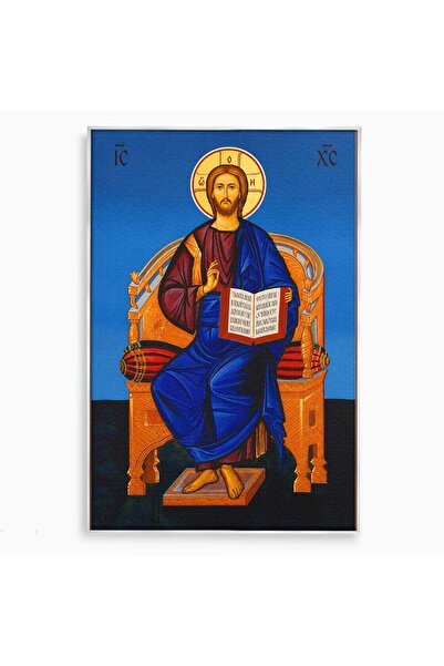 Luxcanva Tablou Canvas Icoana Iisus Hristos Pantocrator pe Tron 70x100 cm cu ...