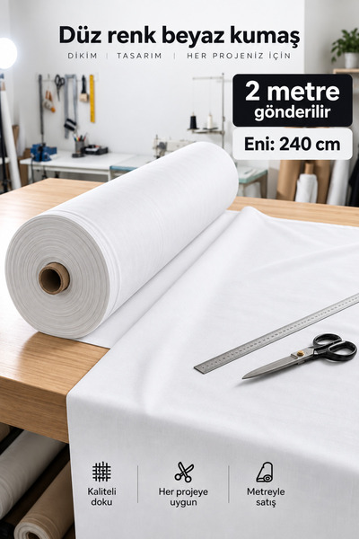 Morlay 2 Metre 240 cm En Düz Renk Amerikan Bezi Kumaş – Çarşaflık, Dikiş ve H...