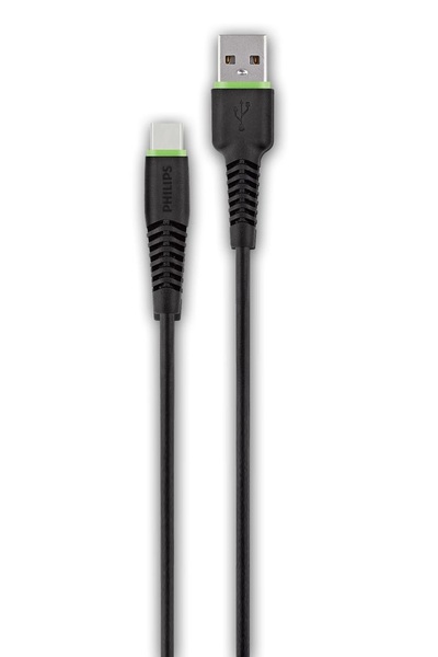 Philips DLC1530C/97 USB-A to USB-C Hızlı Şarj ve Data Kablosu, 1.2 Metre, Siyah