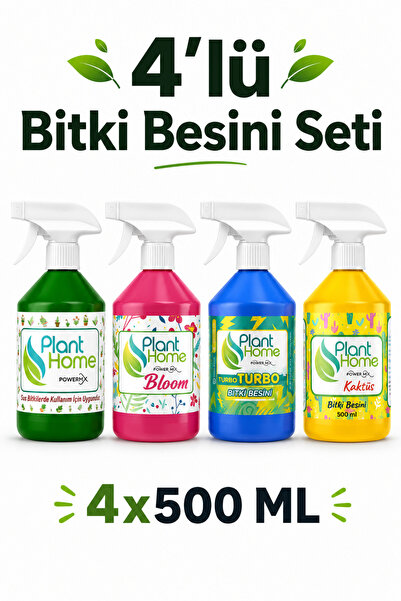 Plant Home Power Mix Sıvı Bitki Besini Seti Power Mix Turbo Bloom Kaktüs 4x500 ml