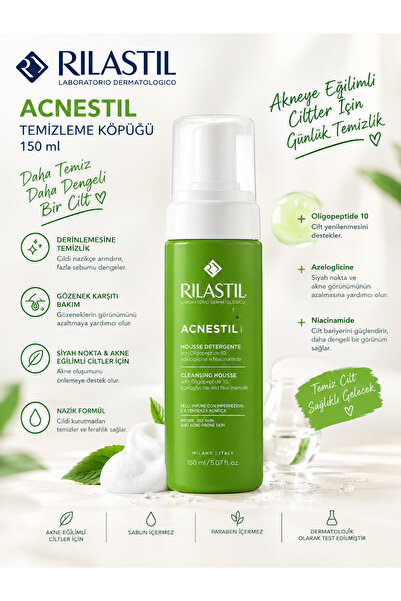 Rilastil Acnestil 150 ml – Purifying Facial Cleansing Foam for Blackheads and...
