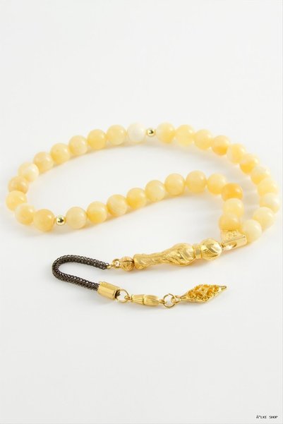 ZERO LAND Ilkestor Agate Natural Stone Prayer Beads 8 (32645) mm Yellow