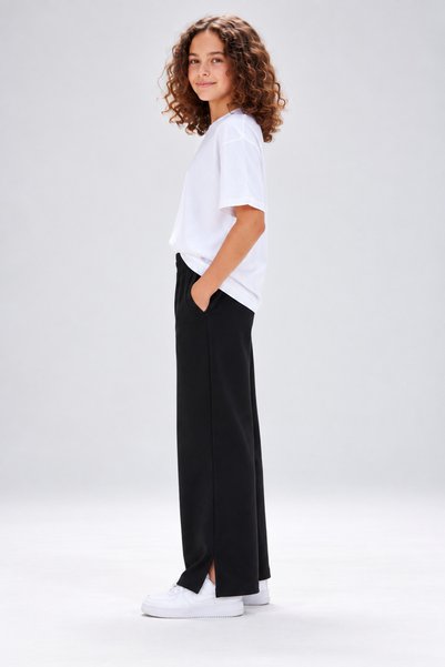 Joi Kids Joi̇ Girls' Wide Leg Sweatpants with Pockets, Elastic Waist, Comfortable Pants with Slit Detail on the Leg