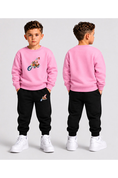 LORVEX Crew Neck Sweatshirt Top and Bottom Set Boys' Tracksuit Set 3 Thread T...