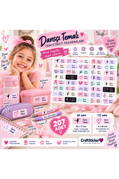 Dansçı Temalı Kişiye Özel İsim Etiketi
