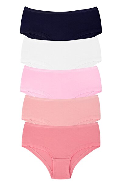 DOMİKİDS Girls' Laundry Cotton Colorful Printed Hipster Panties 5-Pack