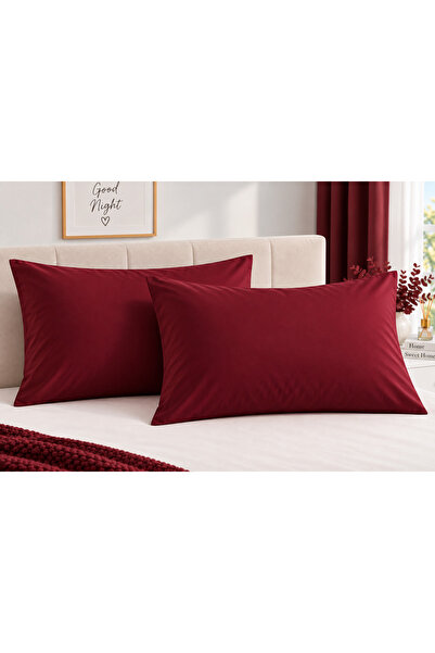 Seralay Home Bordo renk 2 li yastık kılıfı fermuarlı