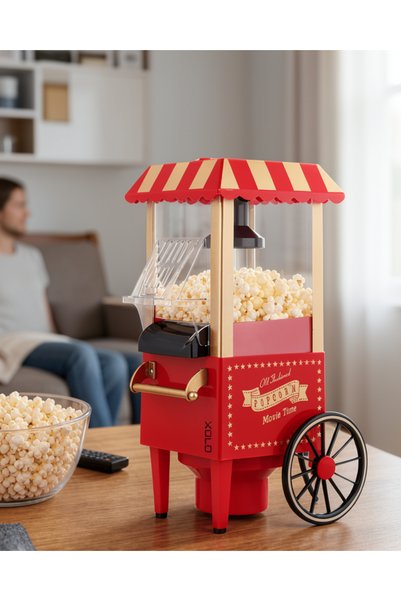 alemdarshop Yağsız Popcorn Makinesi Sıcak Hava ile Hızlı Patlatma