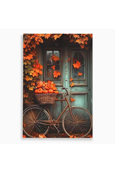 Luxcanva Tablou Canvas Bicicleta De Toamna 100x150 cm pe Sasiu Lemn Roti Anot...