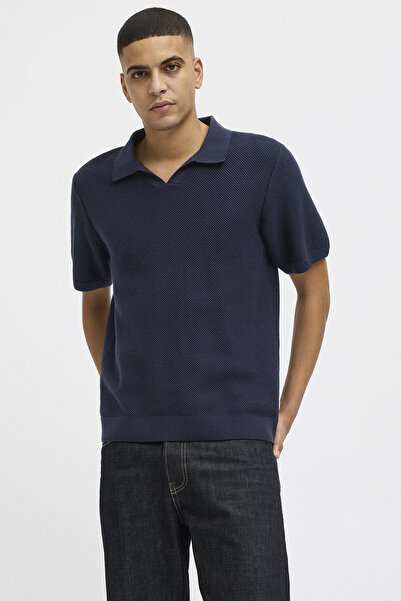 Jack & Jones Men's Midnight Blue Polo Neck T-Shirt (Model Code:12273012)