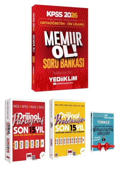 Yediiklim Yayınları KPSS OrtaöğretimÖnlisans Memur Ol Soru Bankası+Orijinal P...