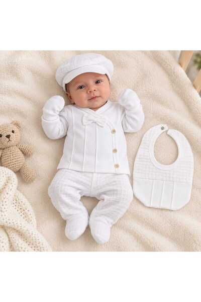 kidsense Baby Boy Newborn Bow Tie Detailed Double Breasted 5-Piece Hospital Discharge Set
