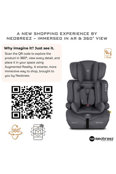neobreez - ELEK 3-In-1 Toddler Car Seat - i-Size - 9m-12Y - Grey