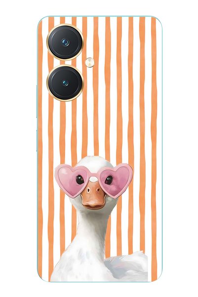 FLAMENKO Vivo Y27 Compatible Transparent Phone Case with Heart Glasses and Du...
