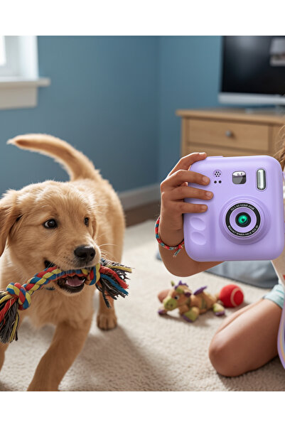 alemdarshop Çocuk Fotoğraf Makinesi HD Ekranlı Video Kayıtlı Baskı Kağıtlı Ka...