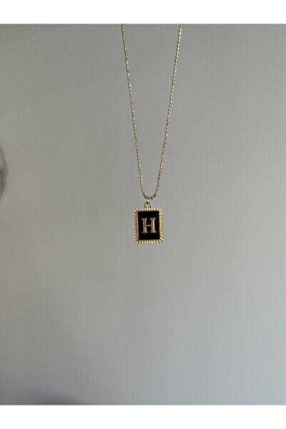Ephyra Steel Gold Color Letter H Necklace