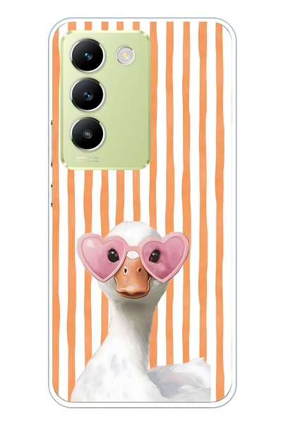 FLAMENKO Vivo V30 Lite Compatible Transparent Phone Case with Heart and Glass...