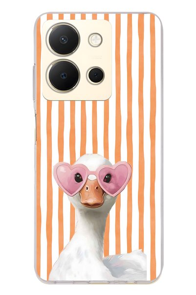 FLAMENKO Vivo Y36 Compatible Transparent Phone Case with Heart Glasses and Du...