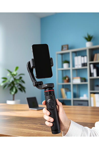 Profesyonel AI Gimbal Selfie Stick Yüz Takipli Telefon Sabitleyici Bluetooth Kumandalı Katlanabilir