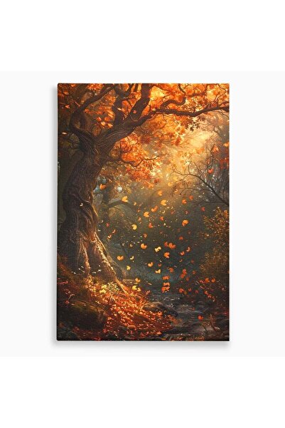 Luxcanva Tablou Canvas Toamna Fermecata 40x60 cm pe Sasiu Lemn Copac Tacere N...