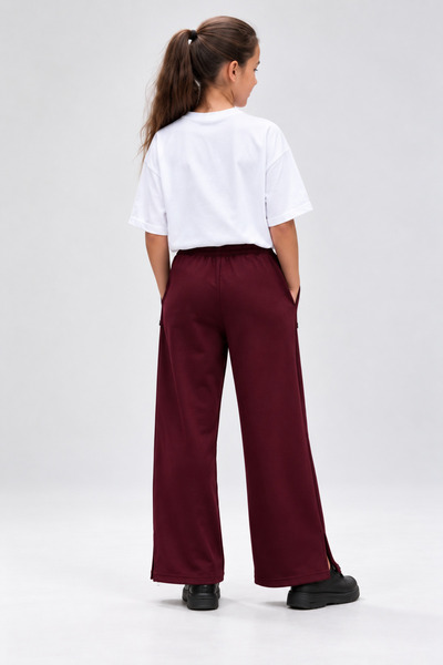Joi Kids Joi̇ Girls' Wide Leg Sweatpants with Pockets, Elastic Waist, Comfortable Pants with Slit Detail on the Leg