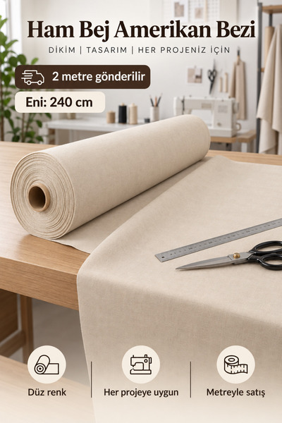 Morlay 2 Metre 240 cm En Düz Renk Amerikan Bezi Kumaş – Çarşaflık, Dikiş ve H...