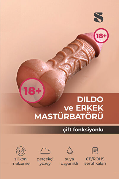 Çift Kullanımlı Silikon Dildo ve Erkek Mastürbatörü GL-52015