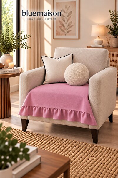 BlueMaison 100% Cotton Ruffled Sofa Cover Bohemian Armchair 7 Different Colors