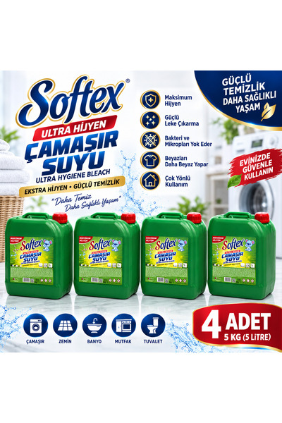 SOFTEX ULTRA YOĞUN ÇAMAŞIR SUYU 5Kg X 4