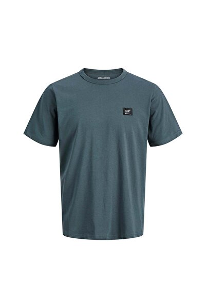 Jack & Jones Charcoal Jjcleveland Solid Patchwork Crew Neck T-Shirt