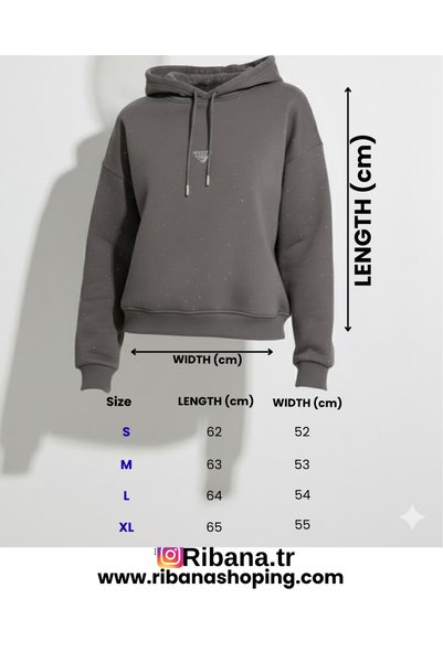 ribana Women's Three Thread B Printed K Hooded Cotton Inside Soft Textured Regular Cut Sweatshirt
