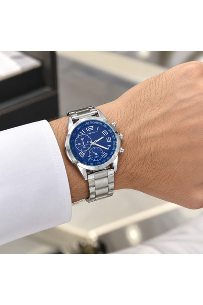 Generic Brand Men's Silver Watch with Blue Face Looster Time