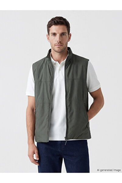LC Waikiki Lcwaikiki Classic Khaki Regular Fit Stand Collar Men's Vest