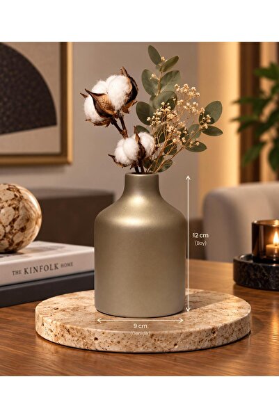 GENART HOME TRUVA AHŞAP VAZO ÇİÇEKLİK BRONZ