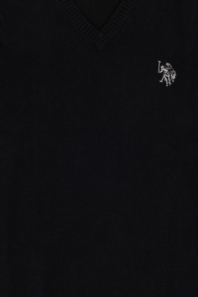 U.S. Polo Assn. Boy's Black Basic V-Neck Sweater