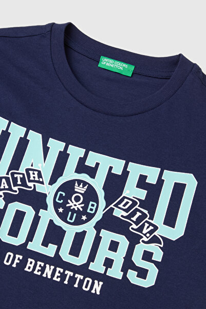 United Colors of Benetton Erkek Çocuk Lacivert Logo Baskı Detaylı Relaxed Fit...