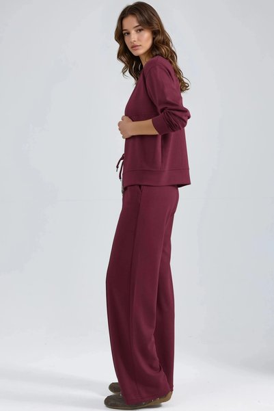fiolin Set hanorac cu fermoar și pantaloni cu nervuri, din material modal
