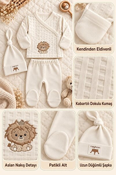 KUZENLER BEBE BEBEK %100 PAMUKLU KENDİNDEN ELDİVENLİ 0-3 AY YENİDOĞAN HASTANE...