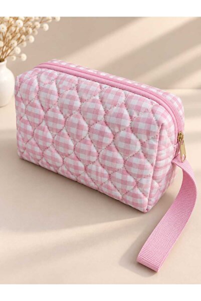 EL YAPIMI Pink Gingham Makeup Bag