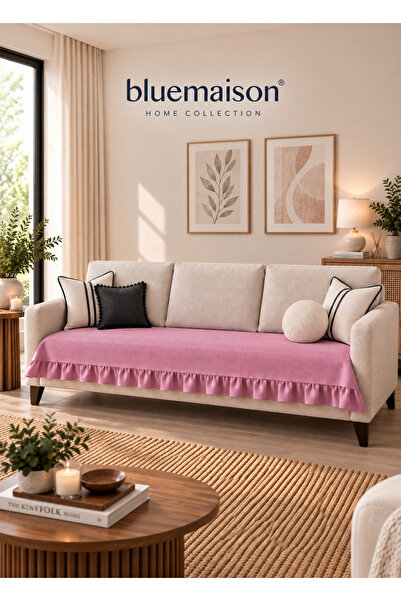 BlueMaison 100% Cotton Ruffled Bohemian Sofa Cover - Sofa Bed Cover 7 Differe...