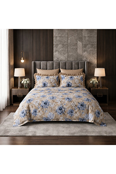 Queena Lenjerie De Pat Dublă Din Bumbac Ranforce 3D 100% 200x240 Aria Blue
