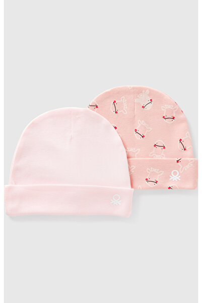 United Colors of Benetton Baby Dust Pink Patterned Logo Embroidered 2-Piece H...