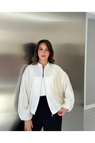 LUUNA STORE EKRU İNCE BOMBER CEKET - 1610